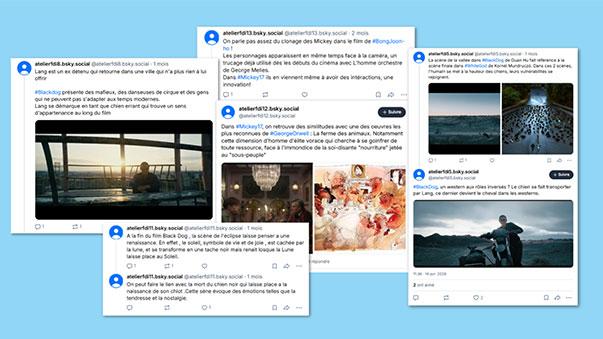 Tweet des élèves sur Bluesky lors d'un atelier © @Lesfdi